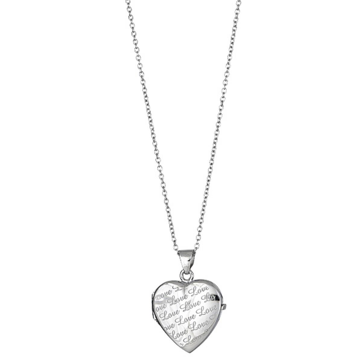Sterling Silver mm Script Love Heart Locket