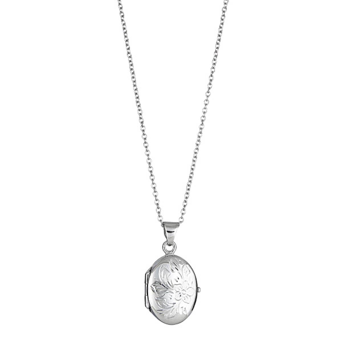 Sterling Silver mm Oval Floral Locket