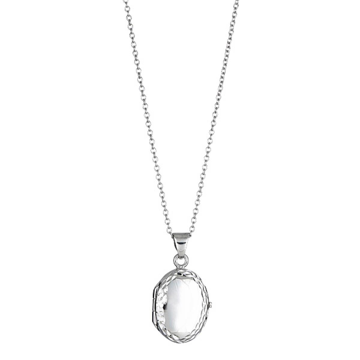Sterling Silver mm Oval  Diamond Cut Engravable Locket