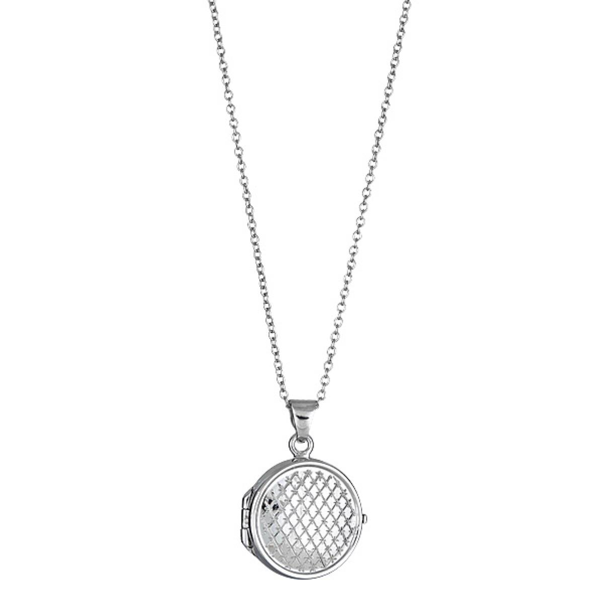 Sterling Silver mm Round Lattice Cut Locket