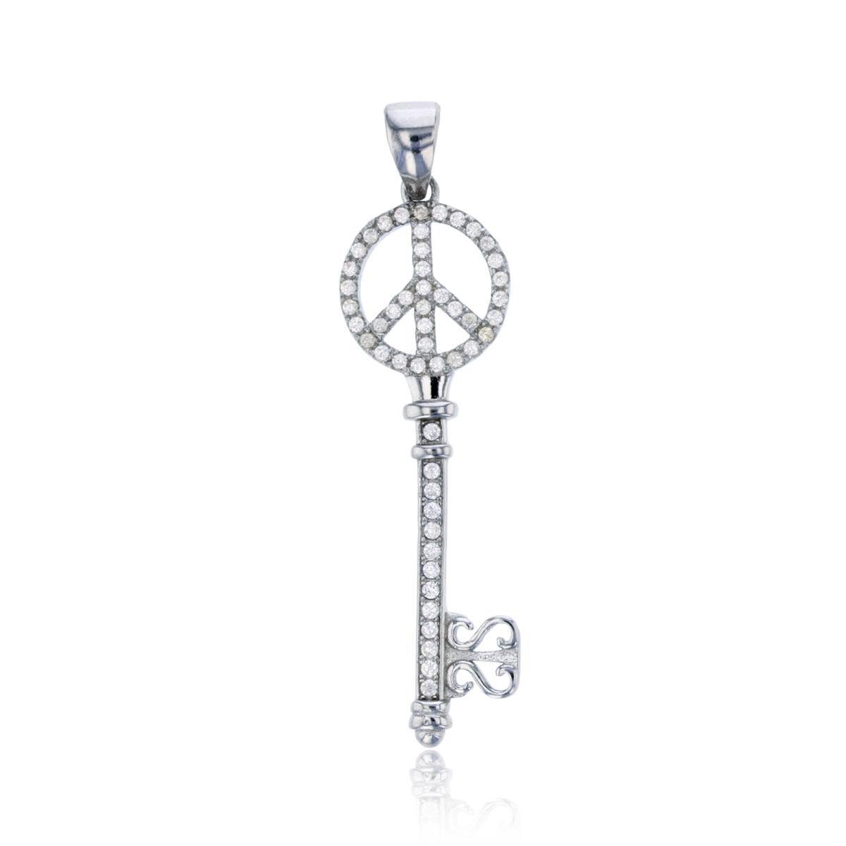 Sterling Silver Peace Sign Key Pendant