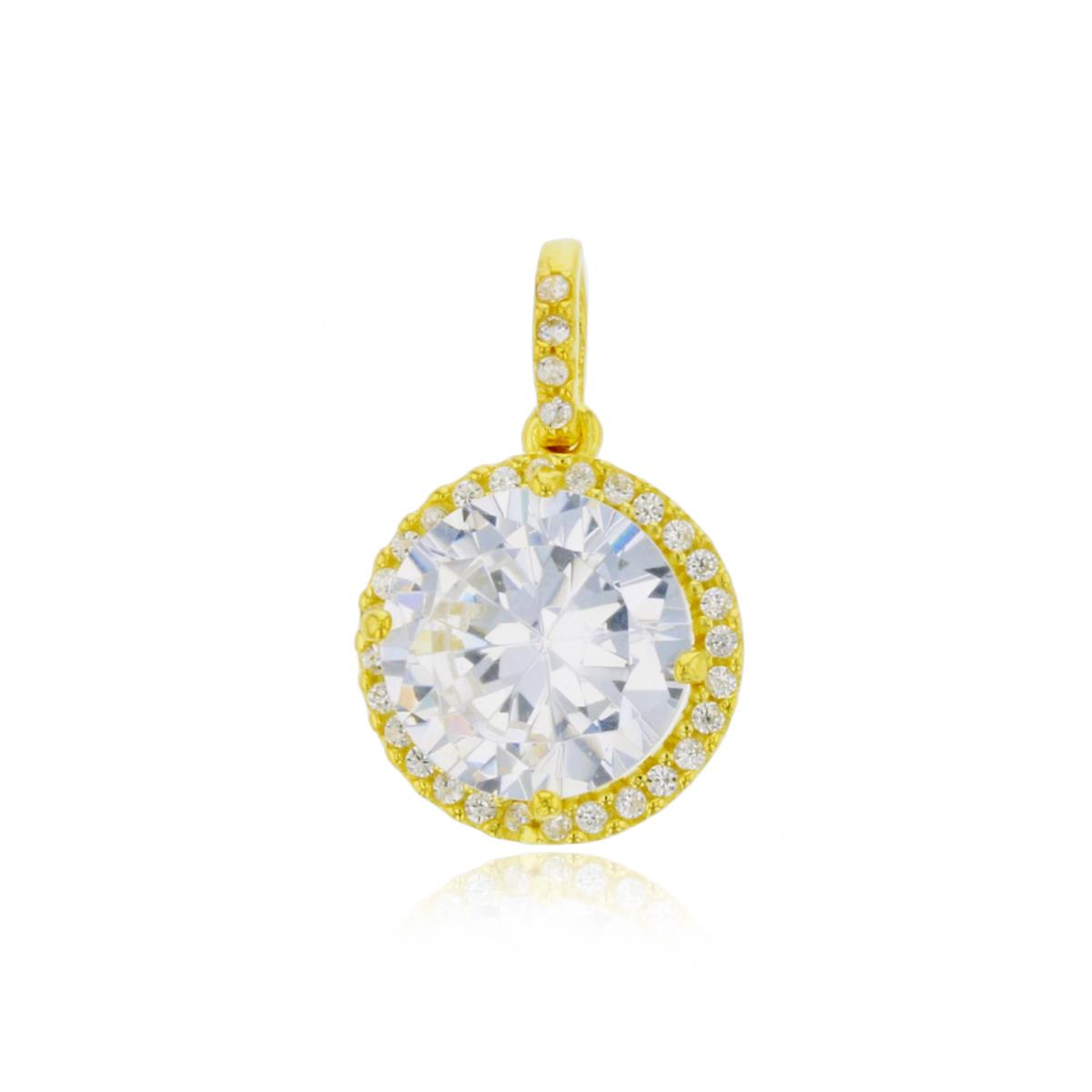 Sterling Silver Yellow mm Round Halo Pendant