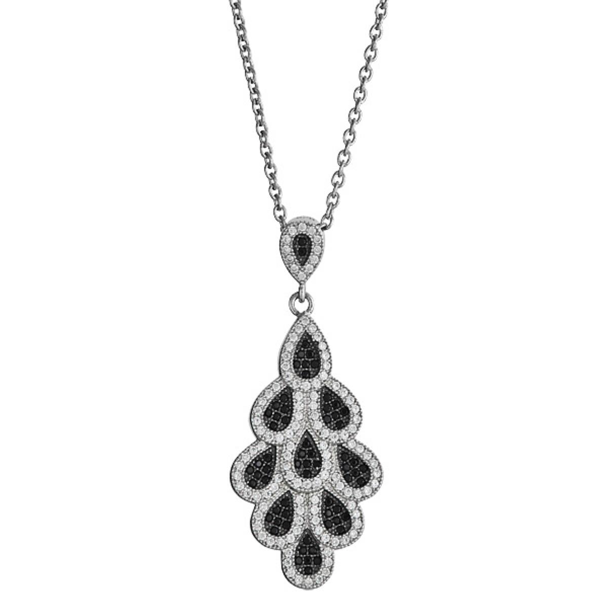 Sterling Silver B&W Leaves Pendant