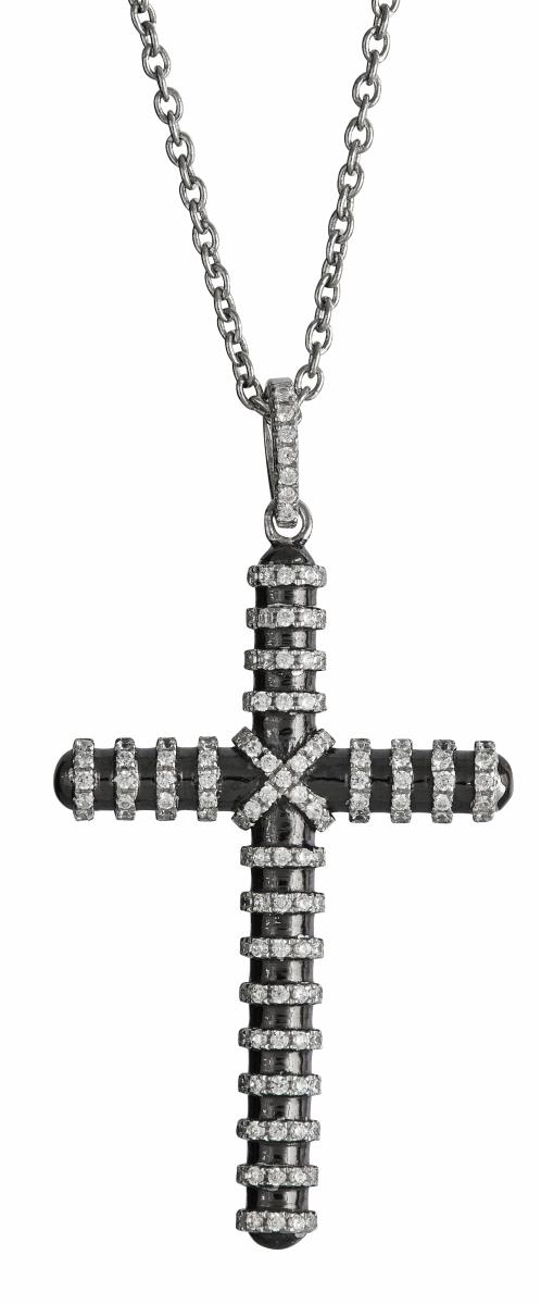 Sterling Silver Black & White Cross Pendant