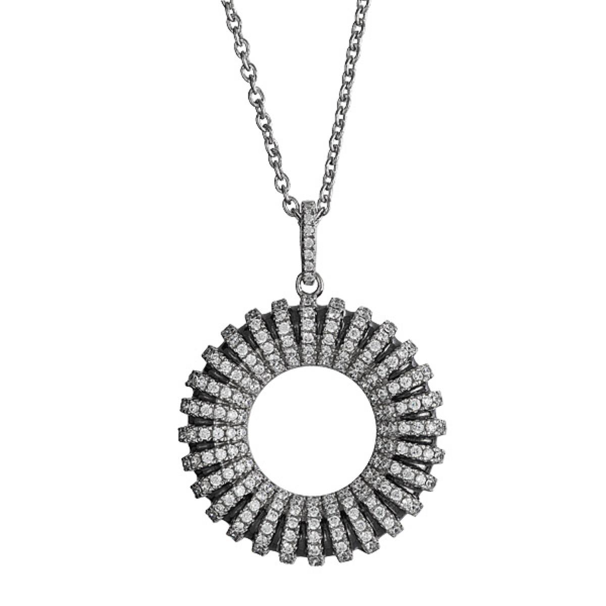 Sterling Silver Black & White Disc Pendant