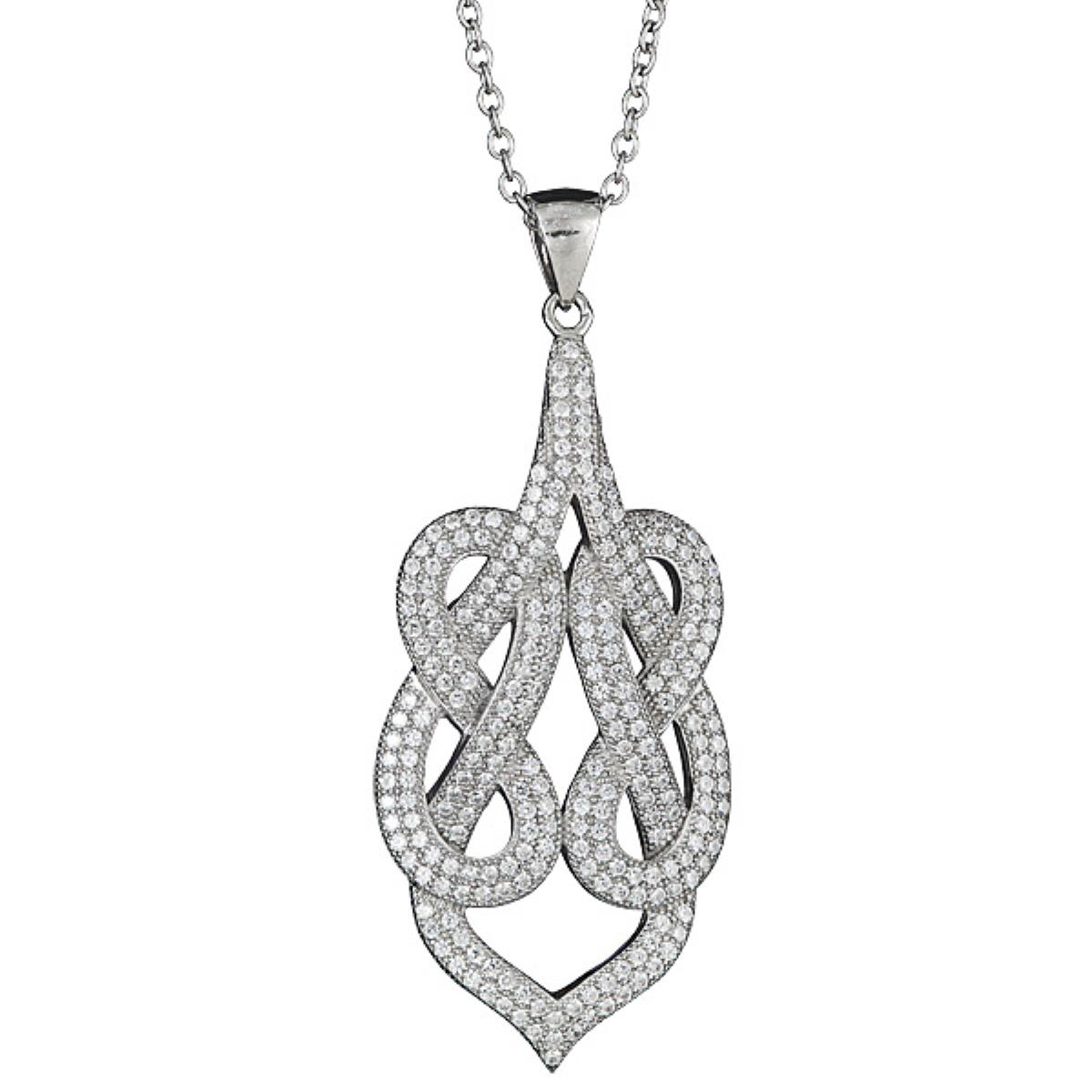 Sterling Silver Pave Knot Pendant