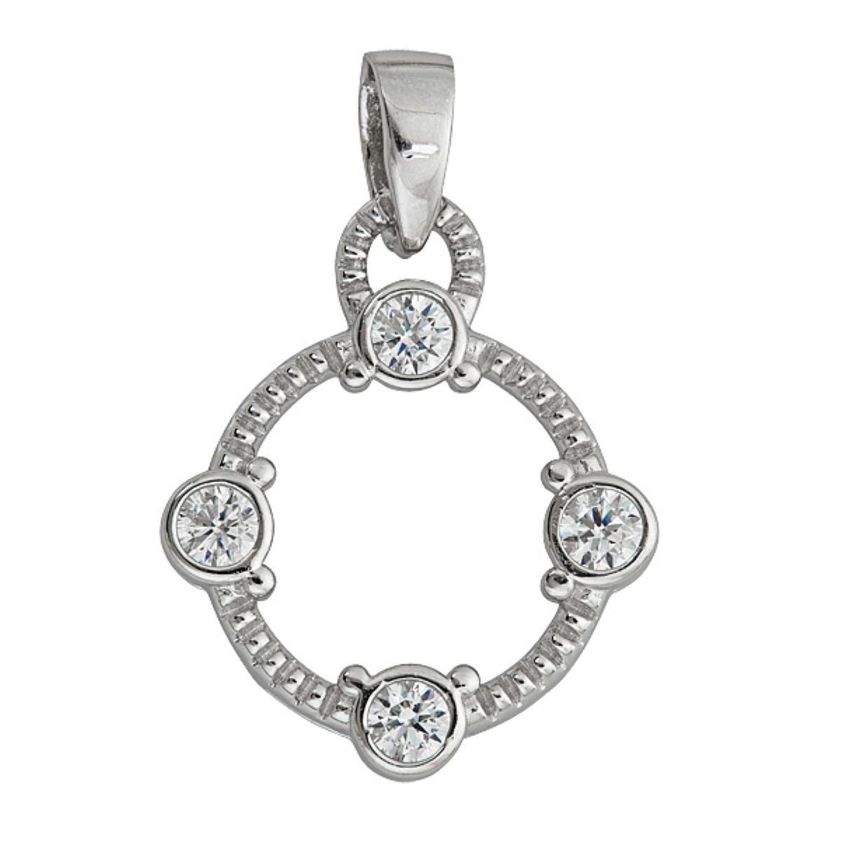 Sterling Silver Round Pendant w Bezel Stations