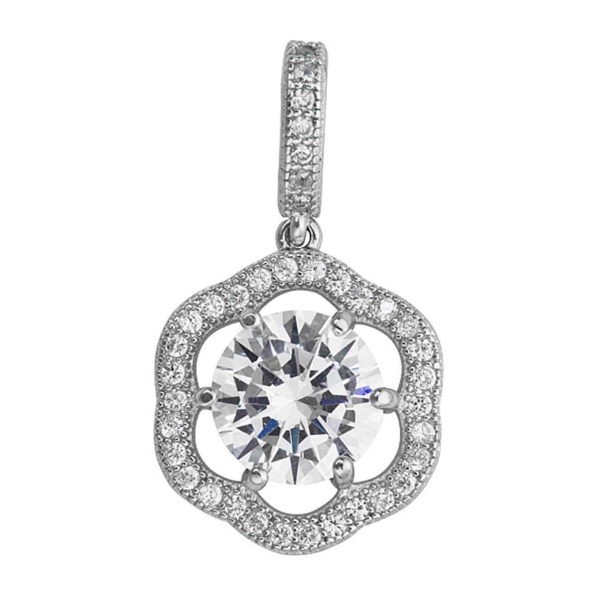 Sterling Silver Floral Halo Pendant