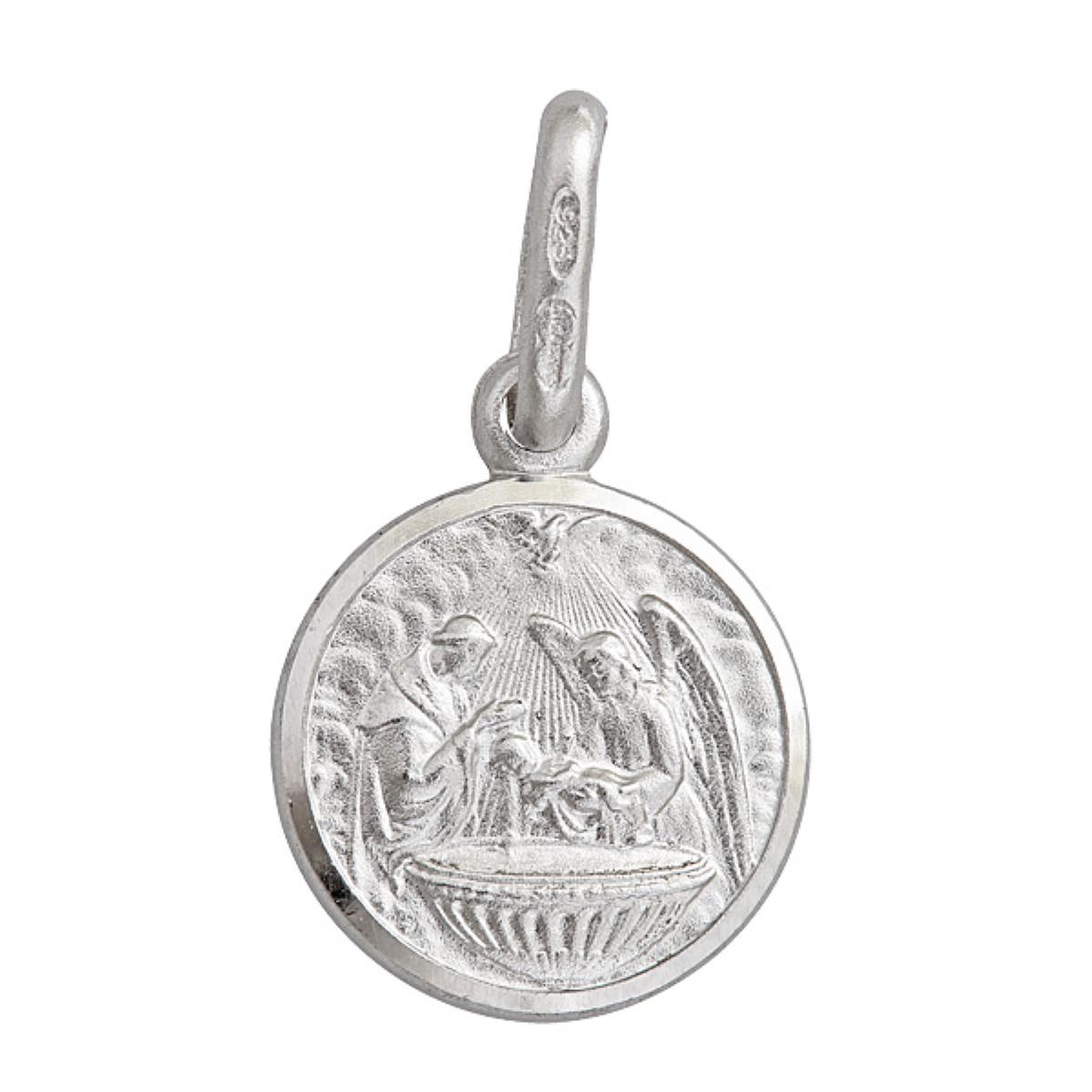 Sterling Silver 10mm Round Baptism Medal