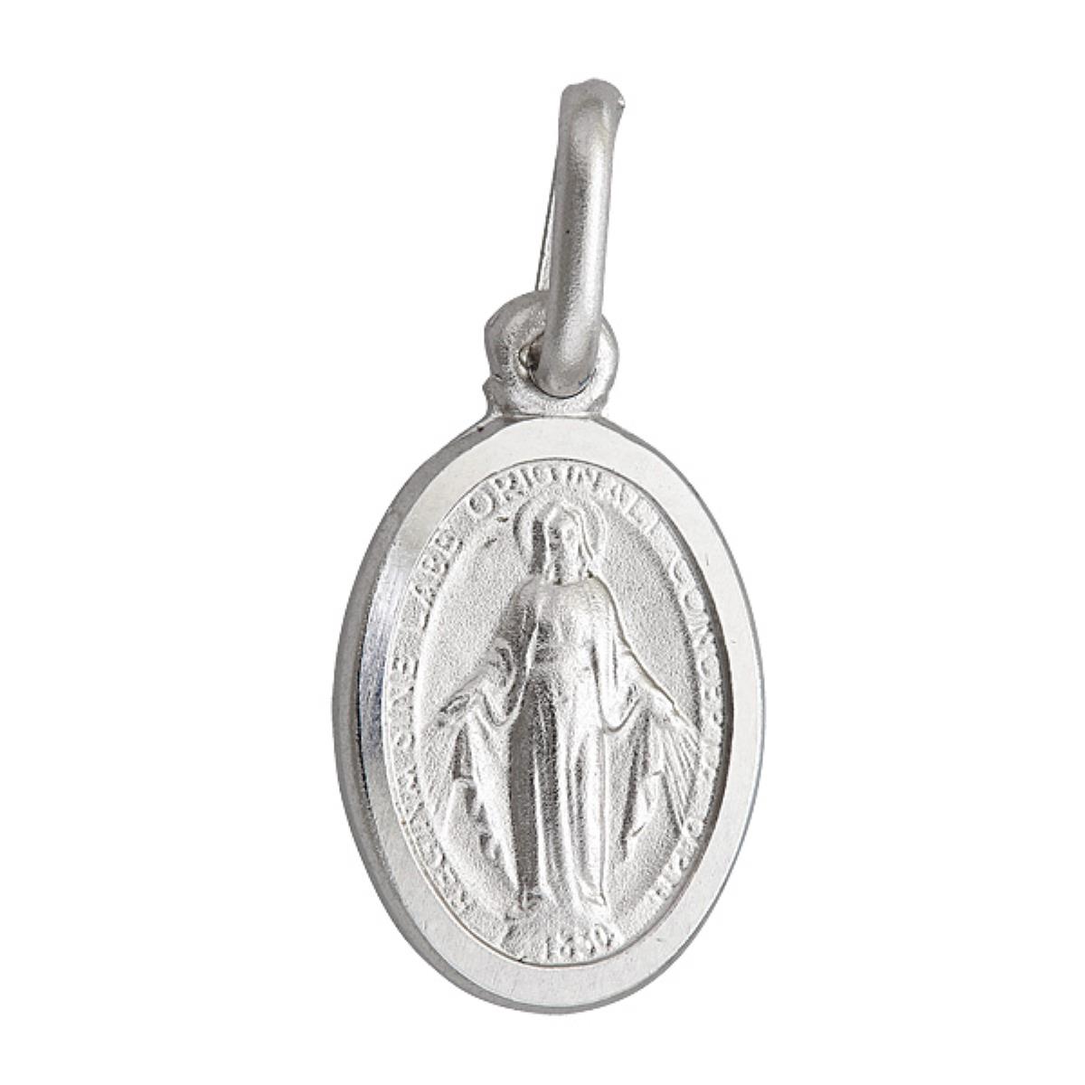 Sterling Silver 20mm Oval Virgin Mary Medal