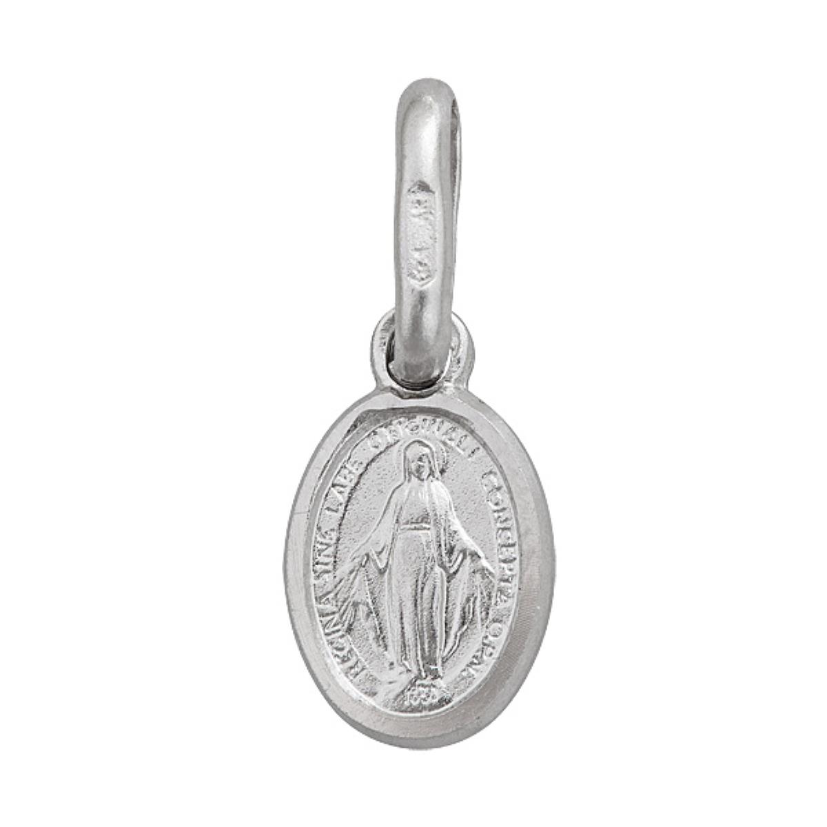 Sterling Silver 8mm Oval Virgin Mary Medal