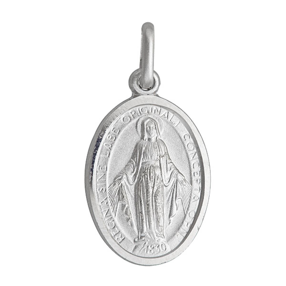 Sterling Silver 16mm Oval Virgin Mary Medal