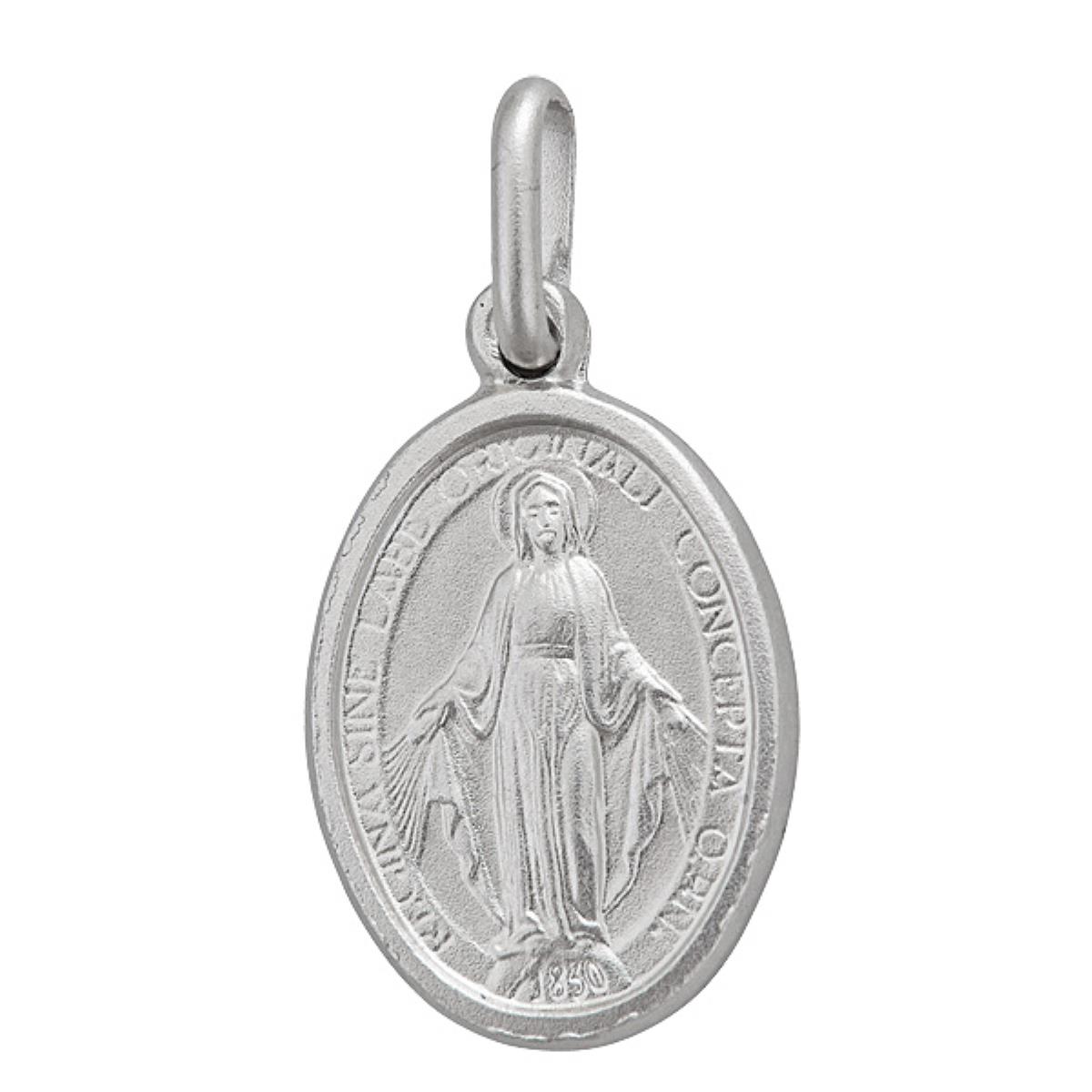 Sterling Silver 12mm Oval Virgin Mary Medal