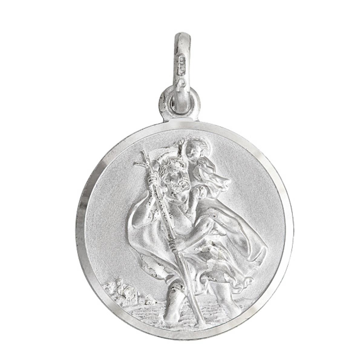 Sterling Silver 24mm Round St. Christopher Medal