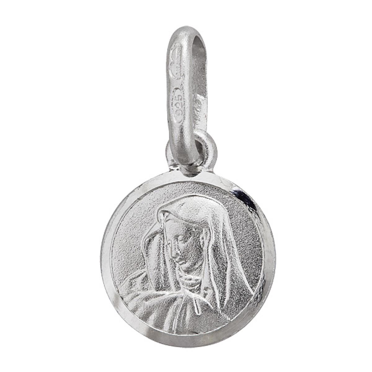 Sterling Silver 8mm Round Virgin Mary Medal