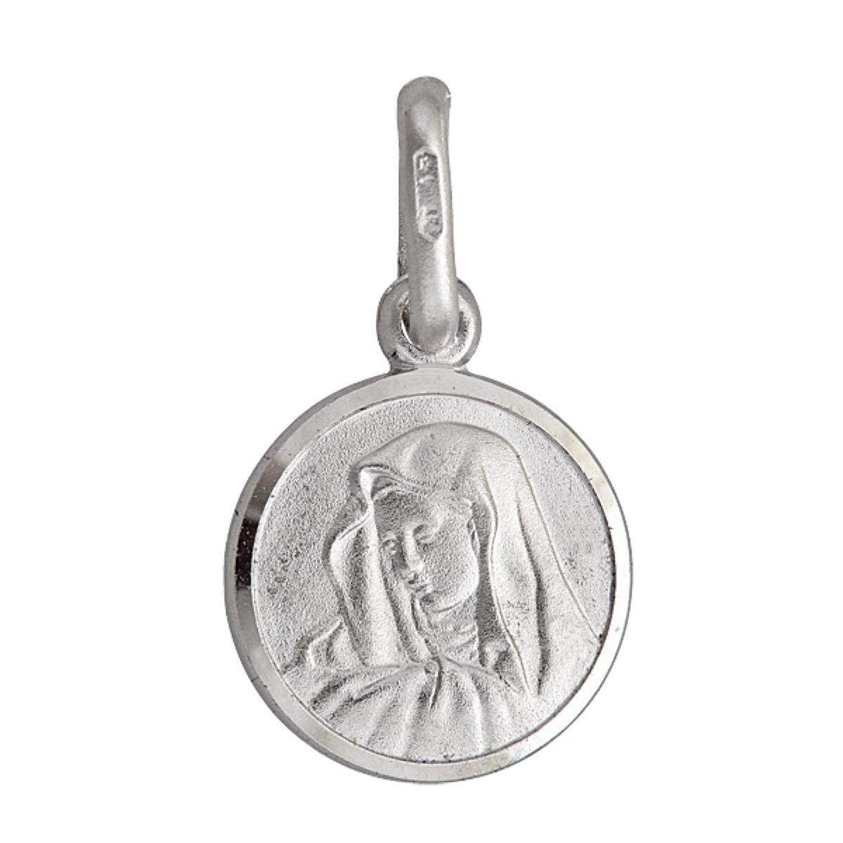 Sterling Silver 10mm Round Virgin Mary Medal