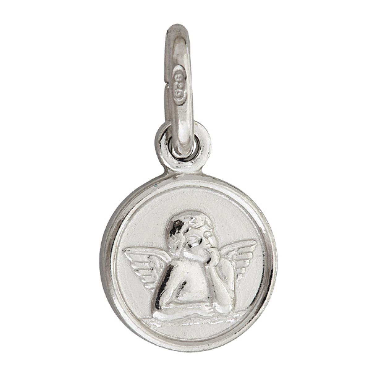 Sterling Silver 7.5 mm Round Cherub Angel Medal
