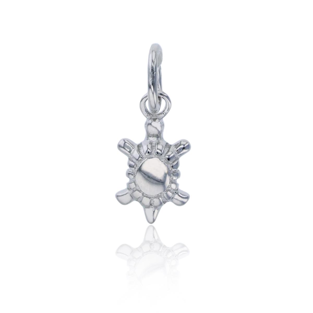 Sterling Silver Rhodium High Polished Turtle Pendant