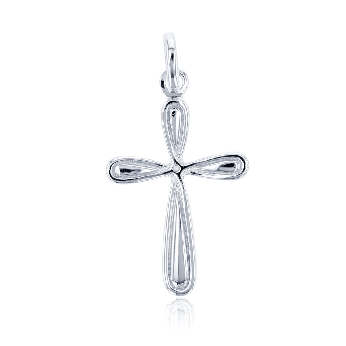 Sterling Silver 35x18mm Pinched Cross