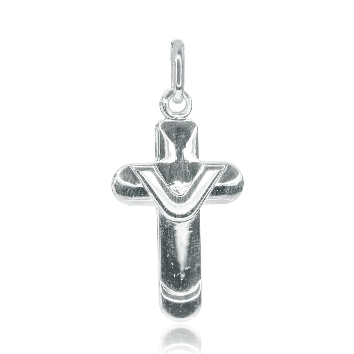 Sterling Silver Rhodium Wrapped Cross Pendant