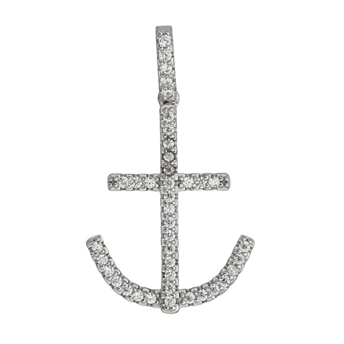 Sterling Silver Pave Anchor Pendant