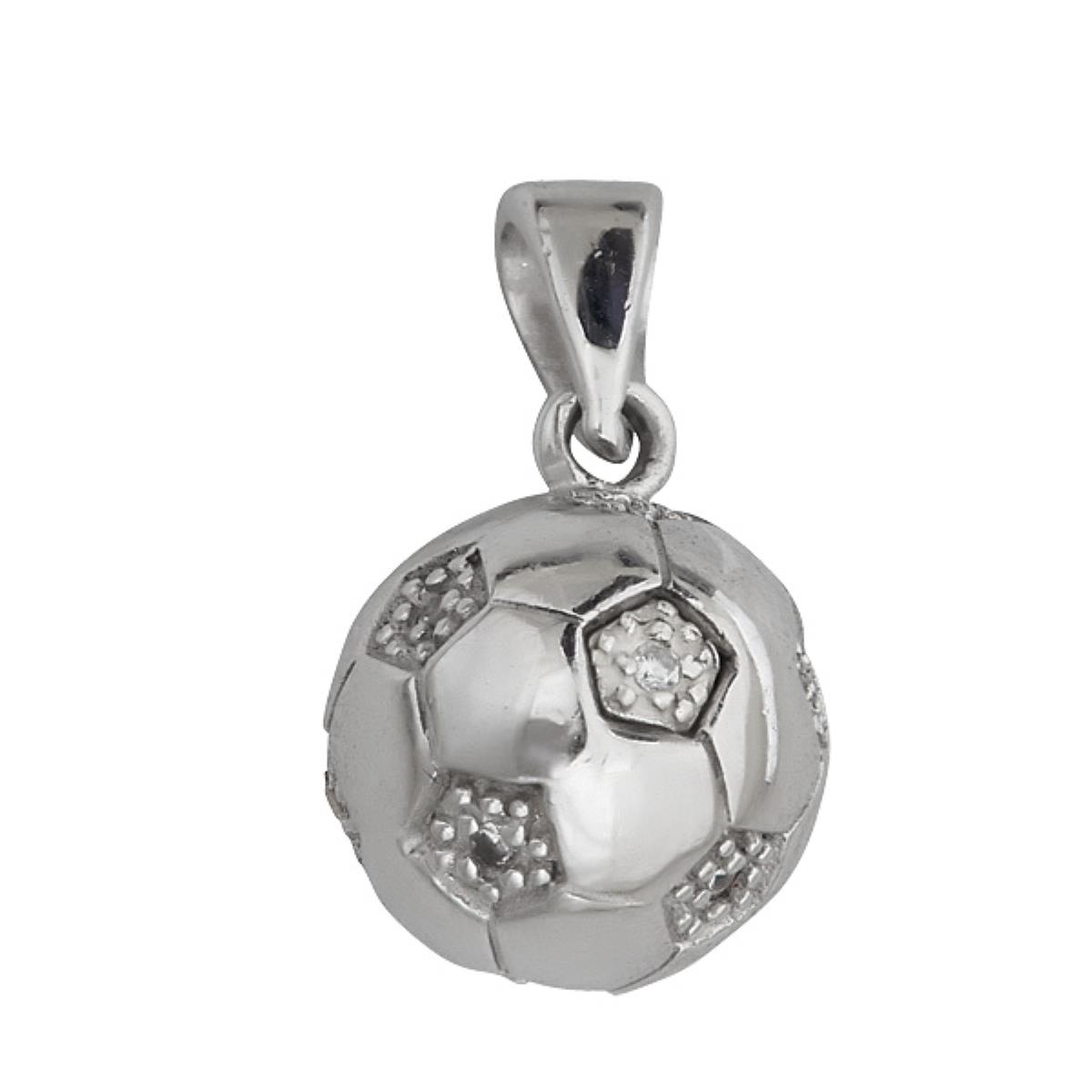 Sterling Silver Rhodium Pave Soccer Ball Pendant