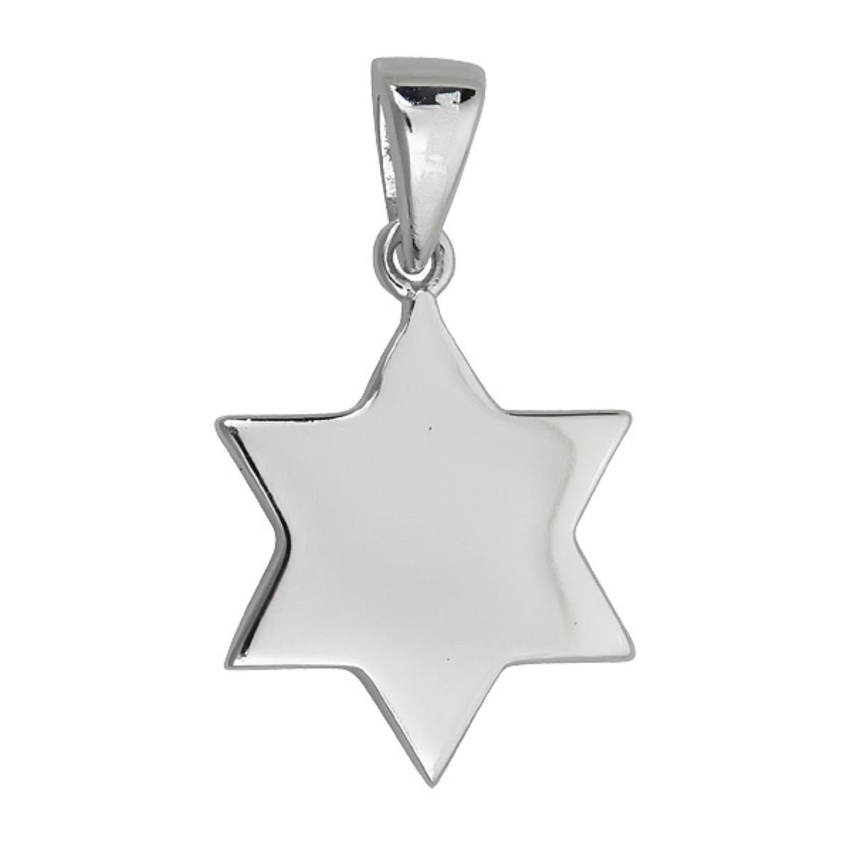 Sterling Silver Rhodium High Polished Star of David Pendant