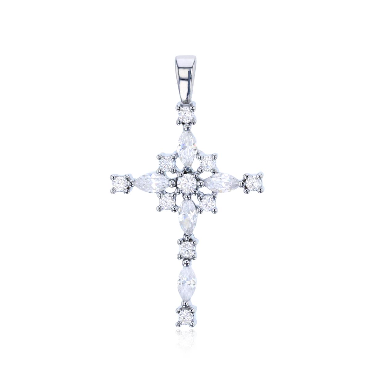 Sterling Silver Rhodium Cross Pendant