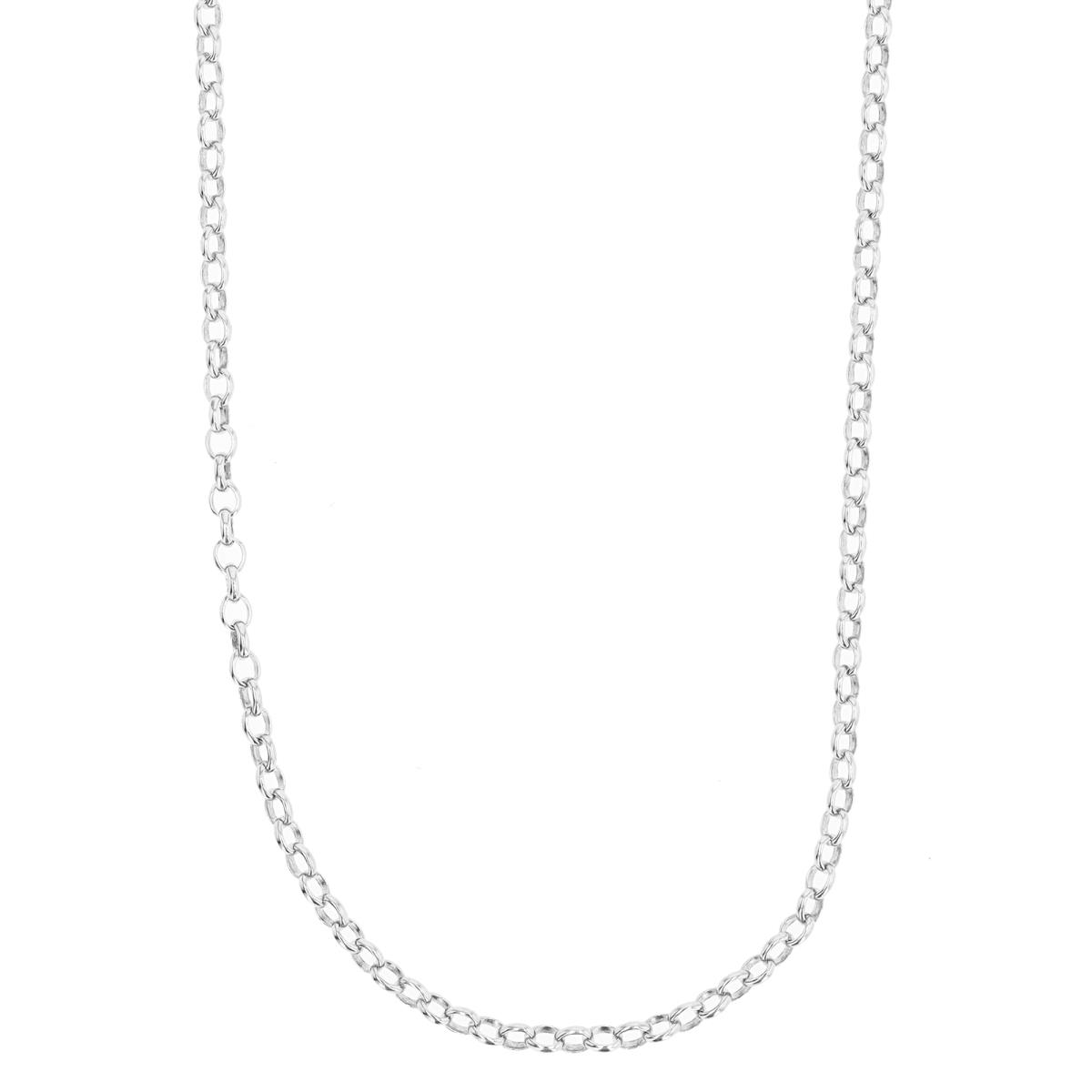 Sterling Silver 2mm 16" Oval Rollo Rhodium Plated Chain