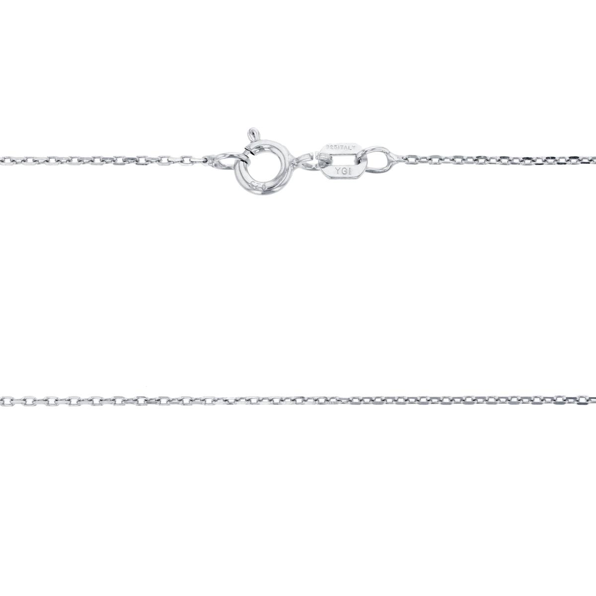 Sterling Silver 1mm 20" Diamond Cut Cable 030 Rhodium Plated Chain