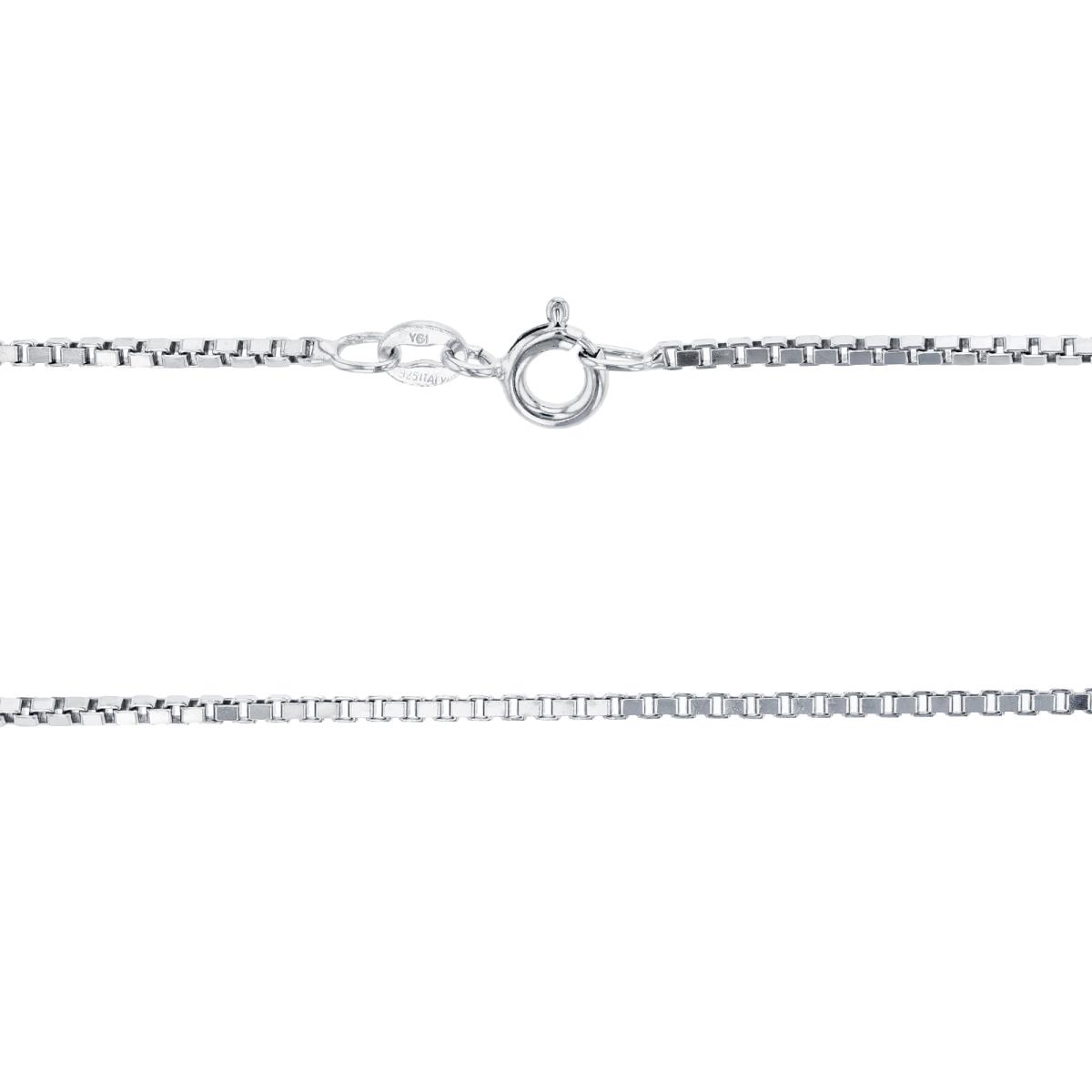 Sterling Silver 1.45mm 16" Box 028 Rhodium Plated Chain