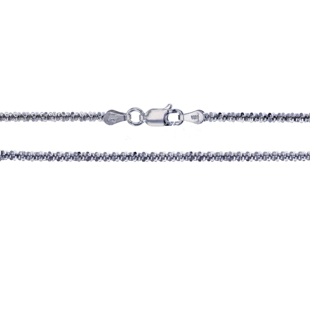 Sterling Silver 2.30mm 22" Sparkle Rhodium Plated Chain