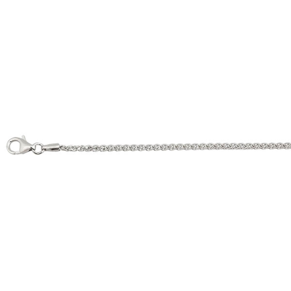 Sterling Silver 1.50mm 16" Round Wheat Rhodium Plated Chain