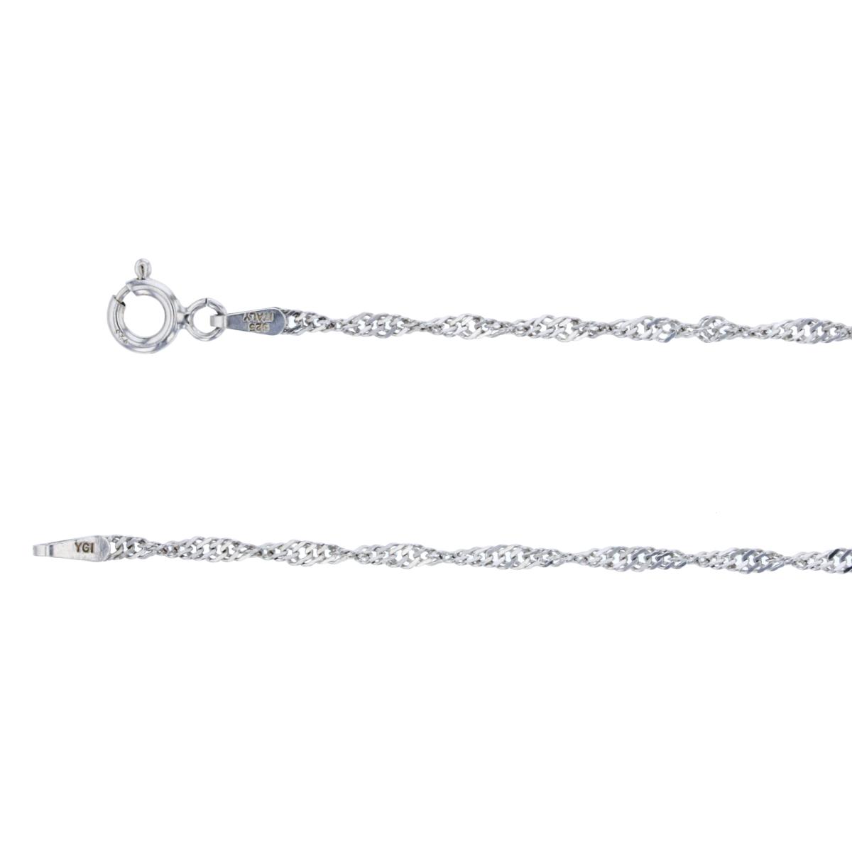 Sterling Silver 2.00mm 16" Singapore 030 Rhodium Plated Chain