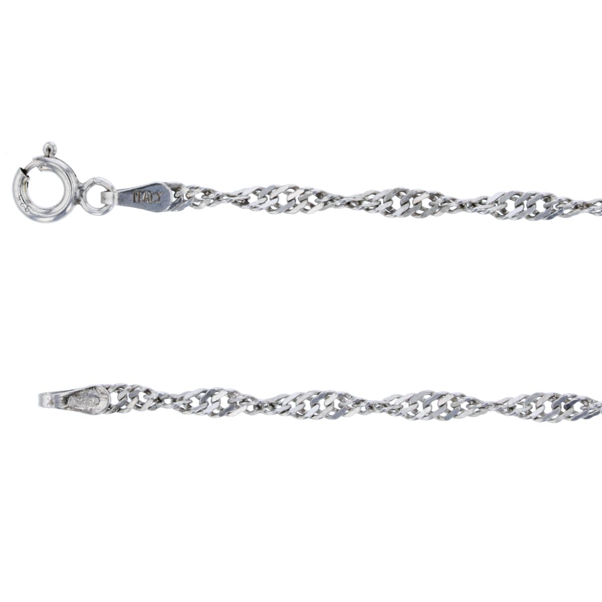 Sterling Silver 2.50mm 16" Singapore 040 Rhodium Plated Chain