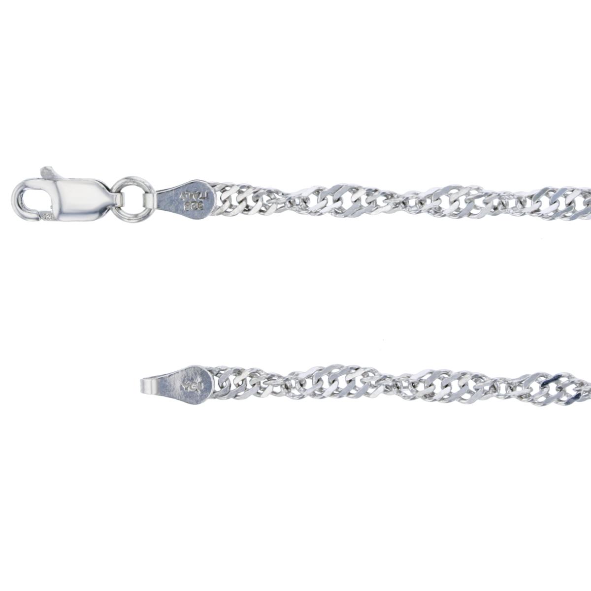 Sterling Silver 3.00mm 16" Singapore 050 Rhodium Plated Chain