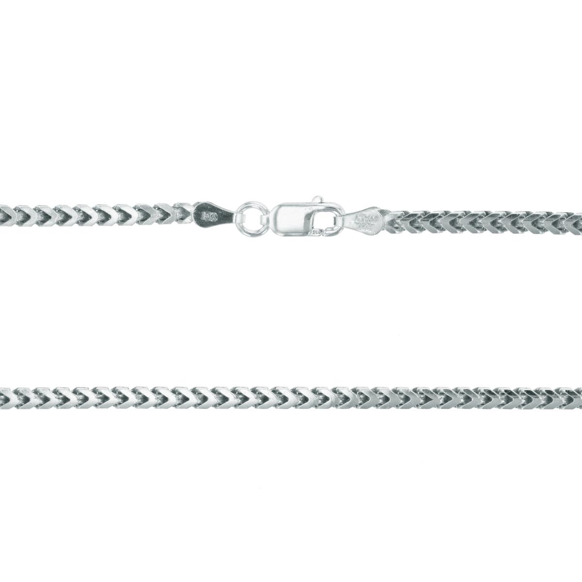 Sterling Silver 2.50mm 22" Solid Franco Rhodium Plated Chain
