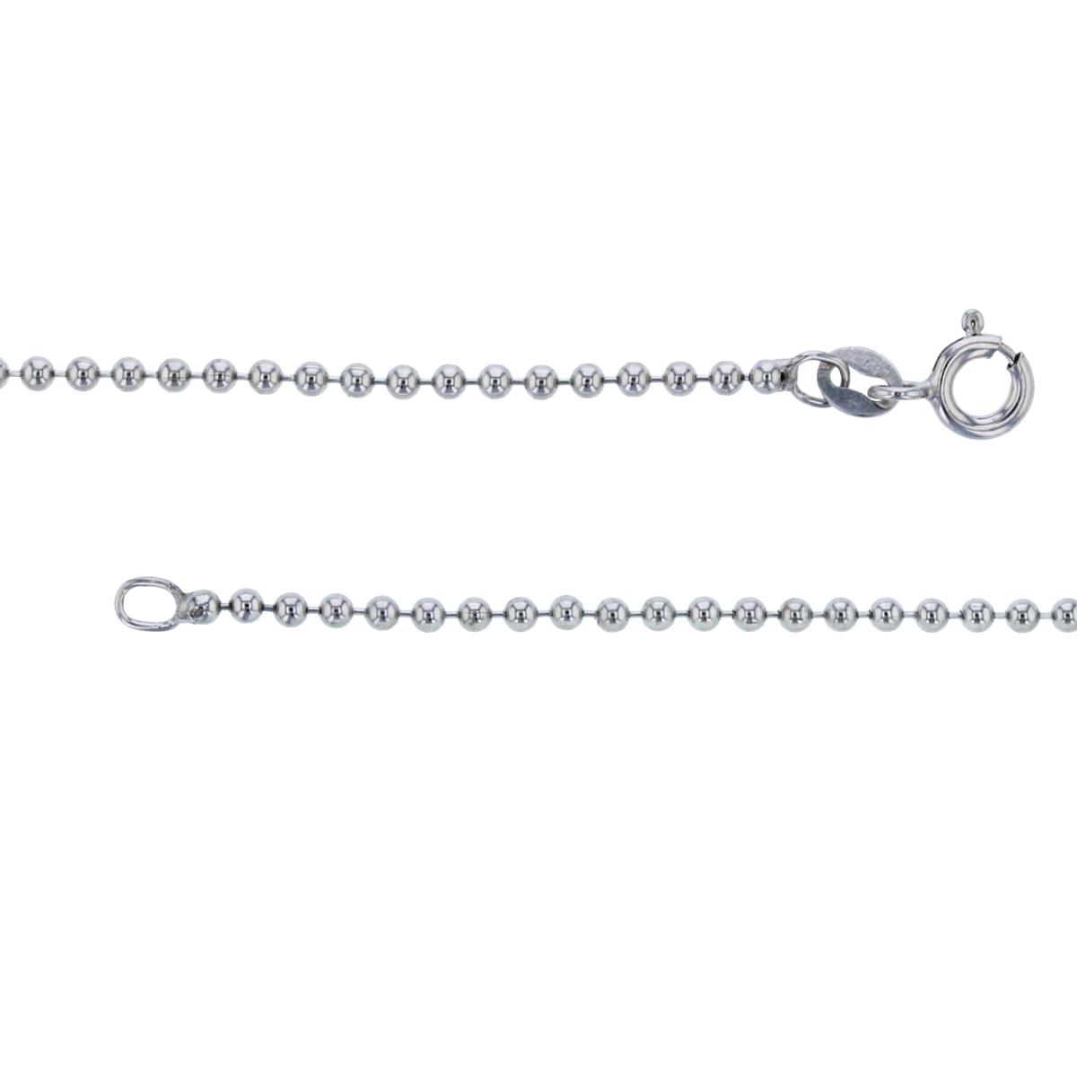 Sterling Silver 2.00mm 16" Ball Rhodium Plated Chain