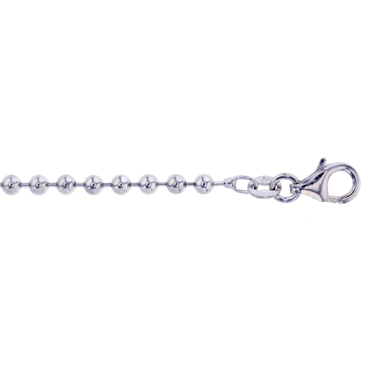 Sterling Silver 3.00mm 16" Ball Rhodium Plated Chain