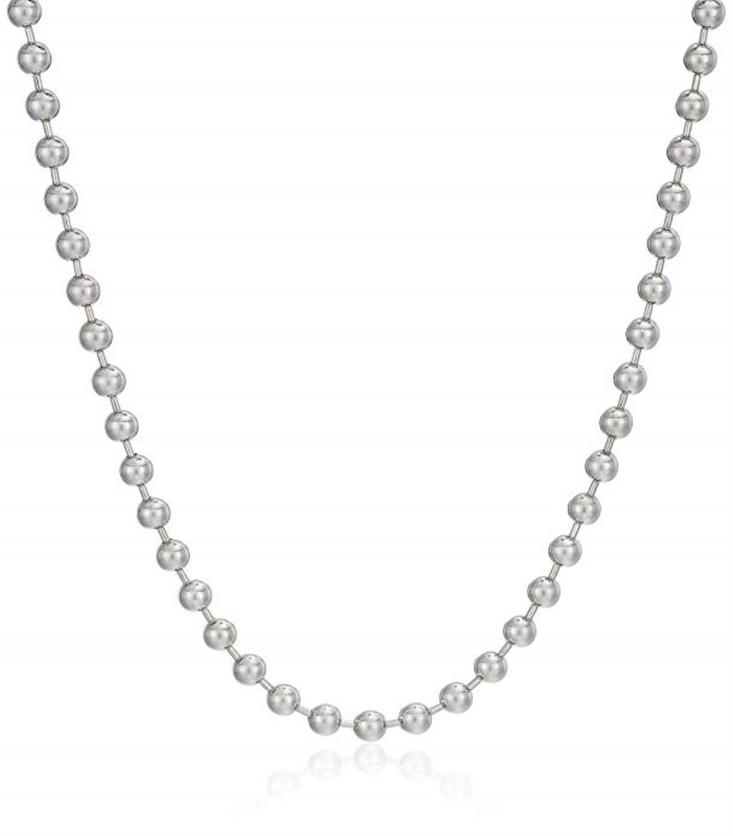 Sterling Silver Rhodium Polished 4.00mm 24" Ball Rhodium Plated Chain