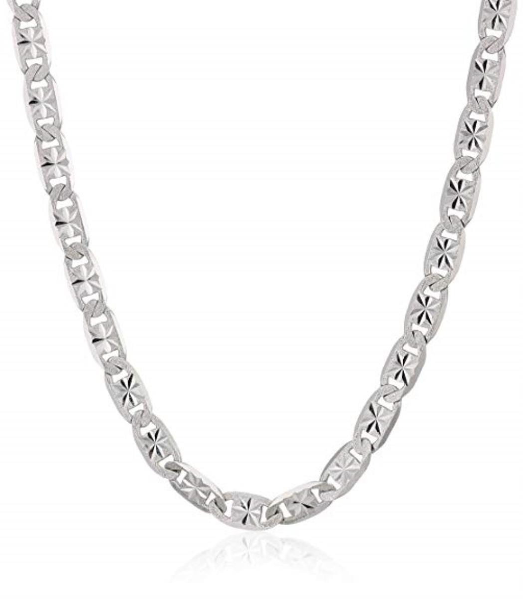 Sterling Silver 4.00mm 18" Valentino Star Diamond Cut 080 Rhodium Plated Chain