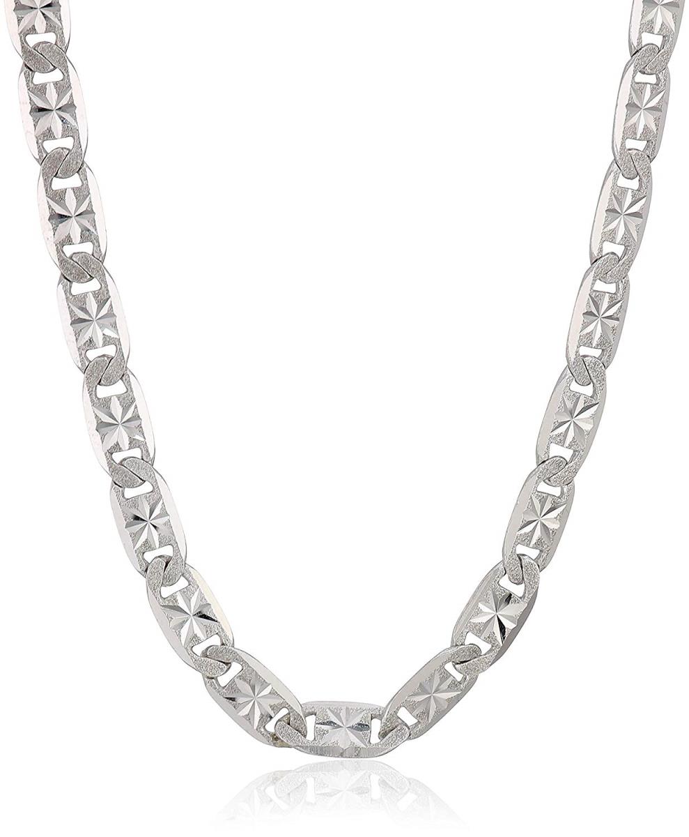 Sterling Silver 5.00mm 18" Valentino Star Diamond Cut 100 Rhodium Plated Chain