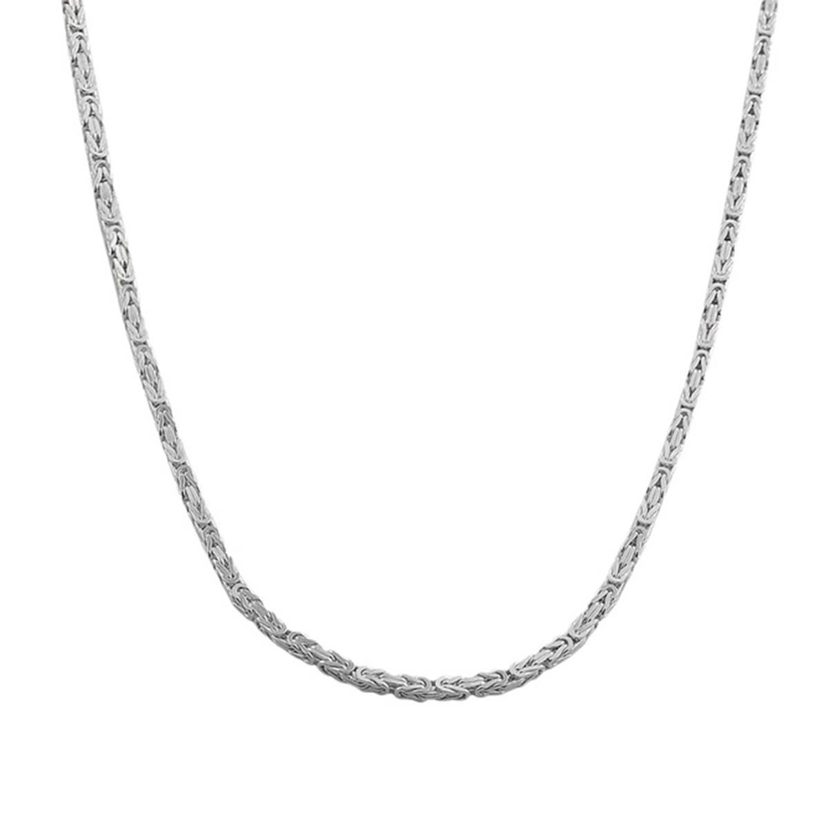 Sterling Silver 3.70mm 20" Solid Byzantine Rhodium Plated Chain
