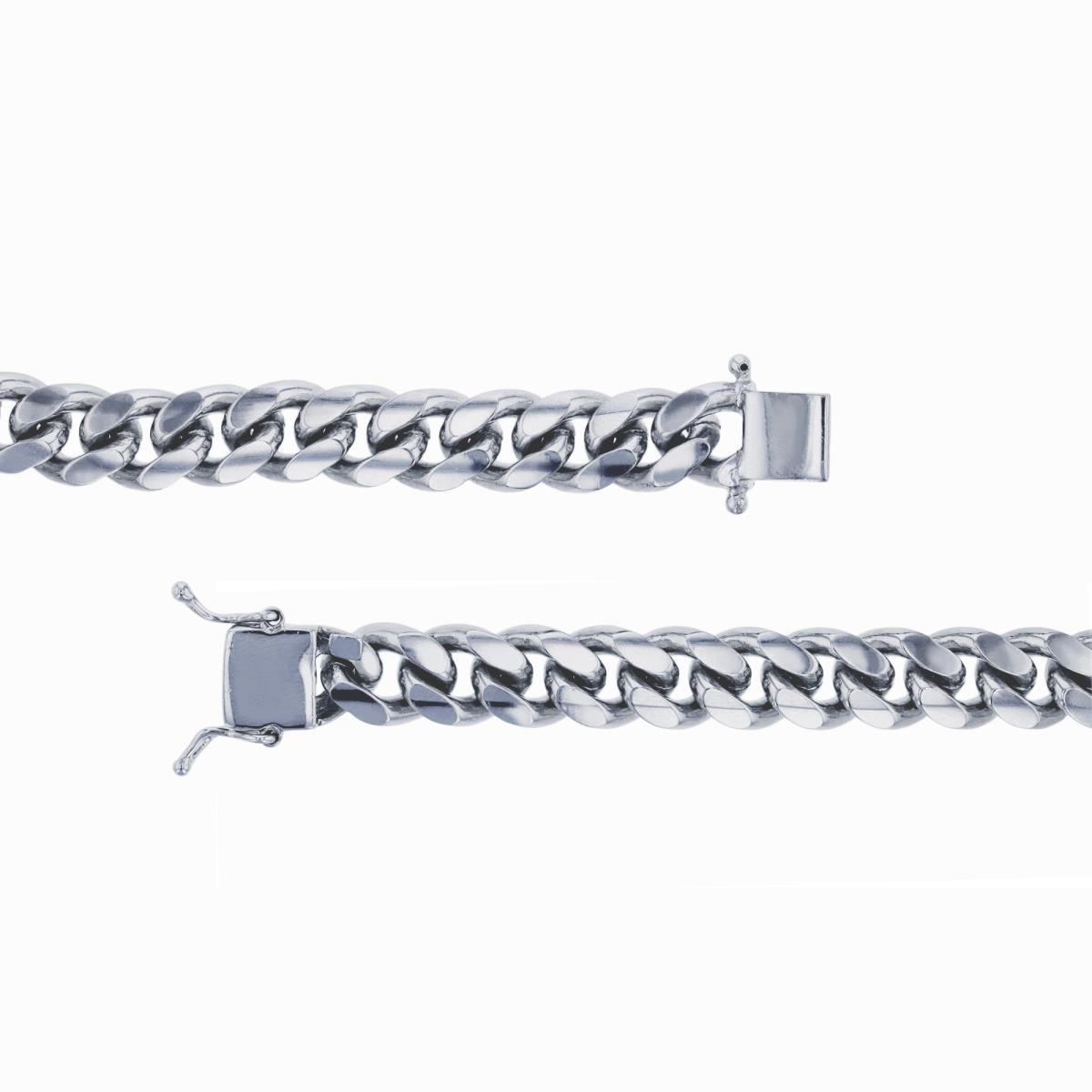 Sterling Silver 12.30mm 36" 350 Miami Cuban Rhodium Plated Chain