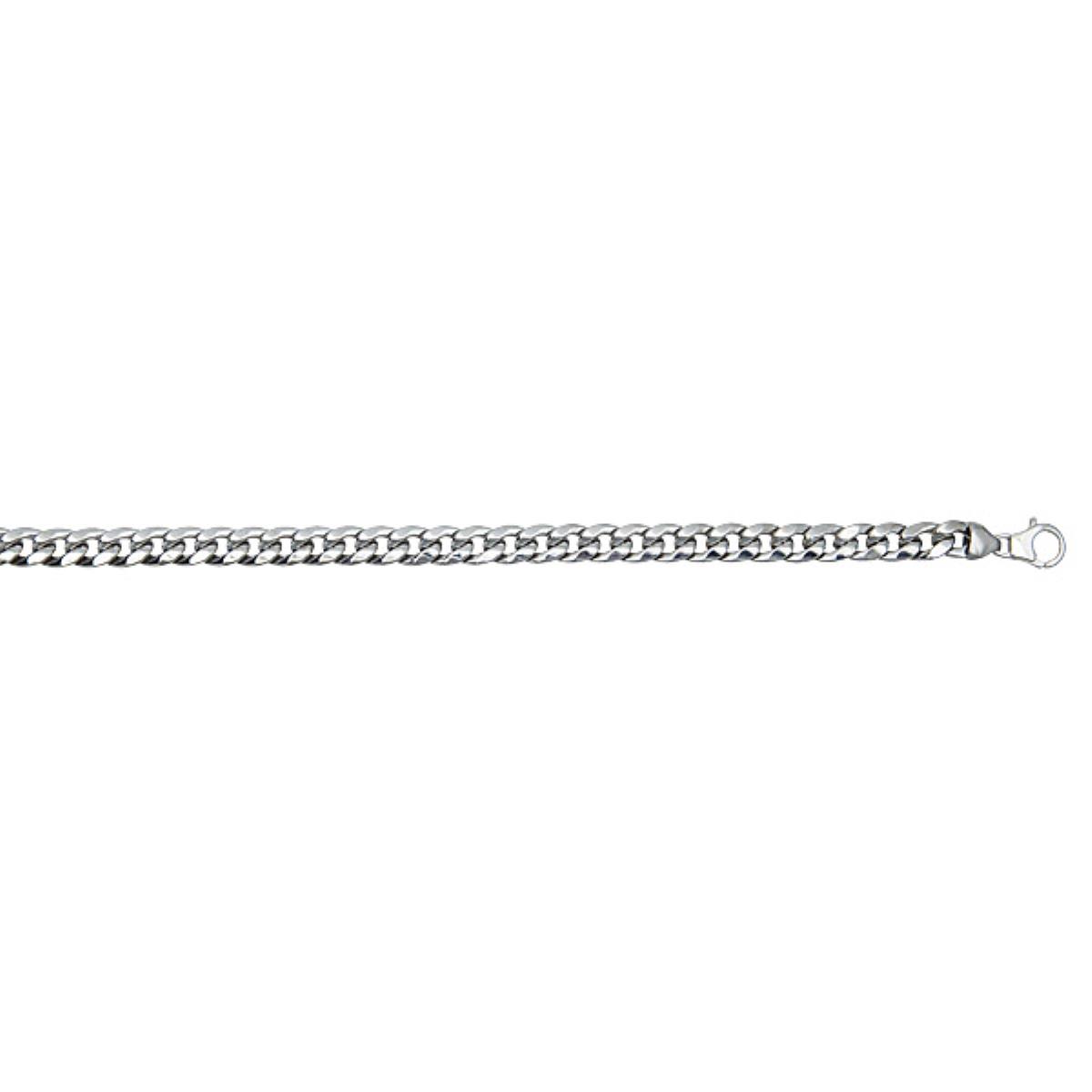 Sterling Silver 8.50mm 24" 250 Hollow Miami Rhodium Plated Chain