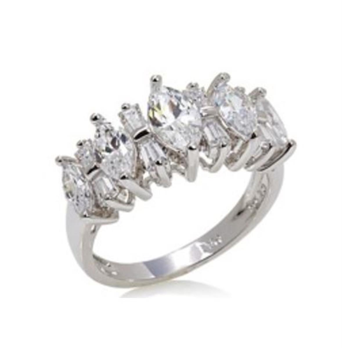 Sterling Silver Marquise & Tap Baguette Anniversary Ring