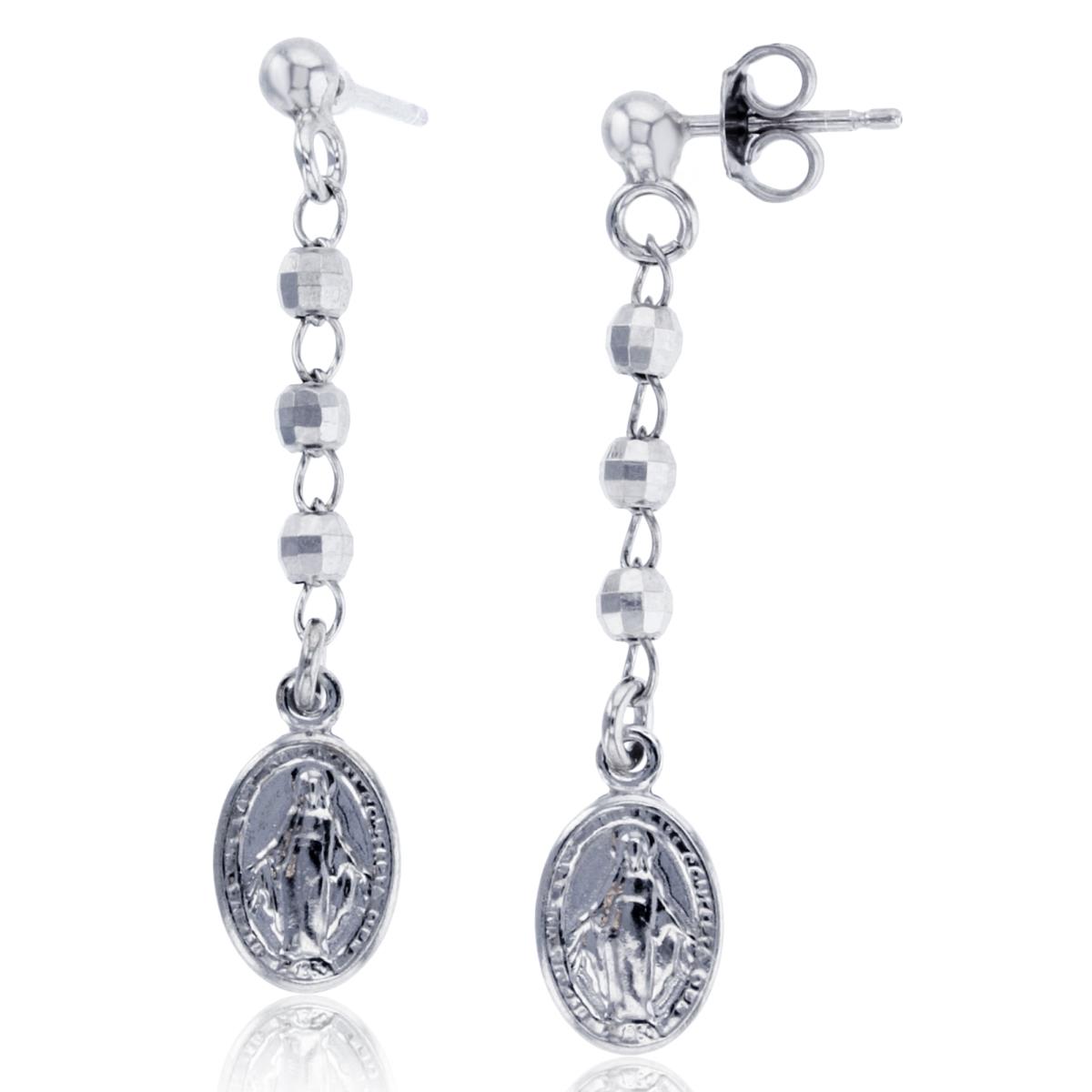 Sterling Silver Virgin Mary Dangling Rosary Earrings