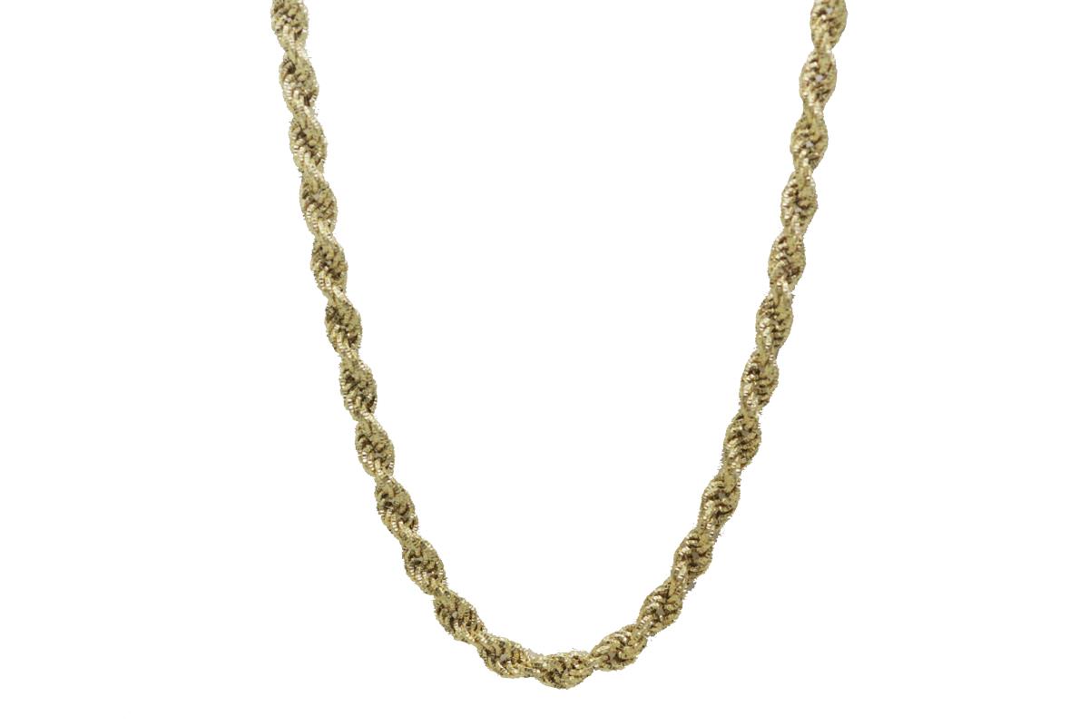 14K Yellow Gold 7MM Textured DC Fancy Rope Necklace