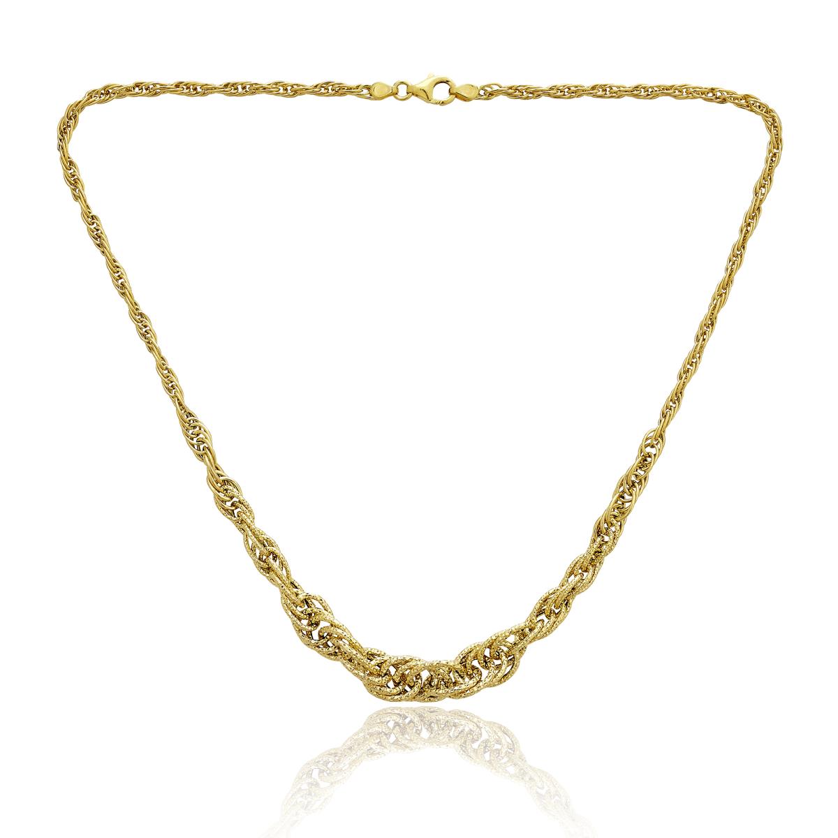 14K Yellow Gold 4-10MM Graduated Open Rope Necklace