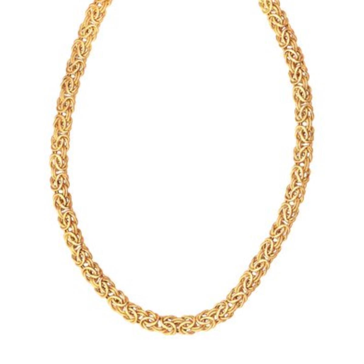 14K Yellow Gold 6mm Concave Byzantine 17" Necklace